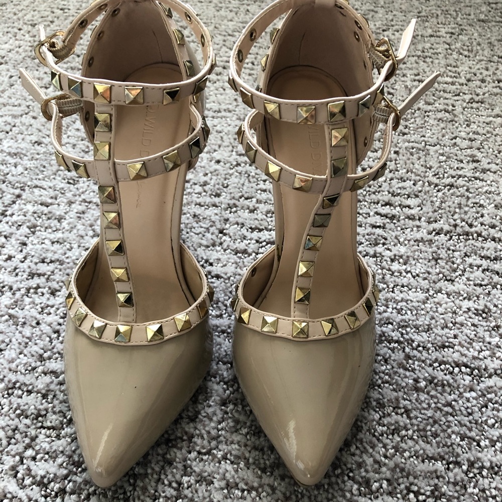 Beige strap high heels